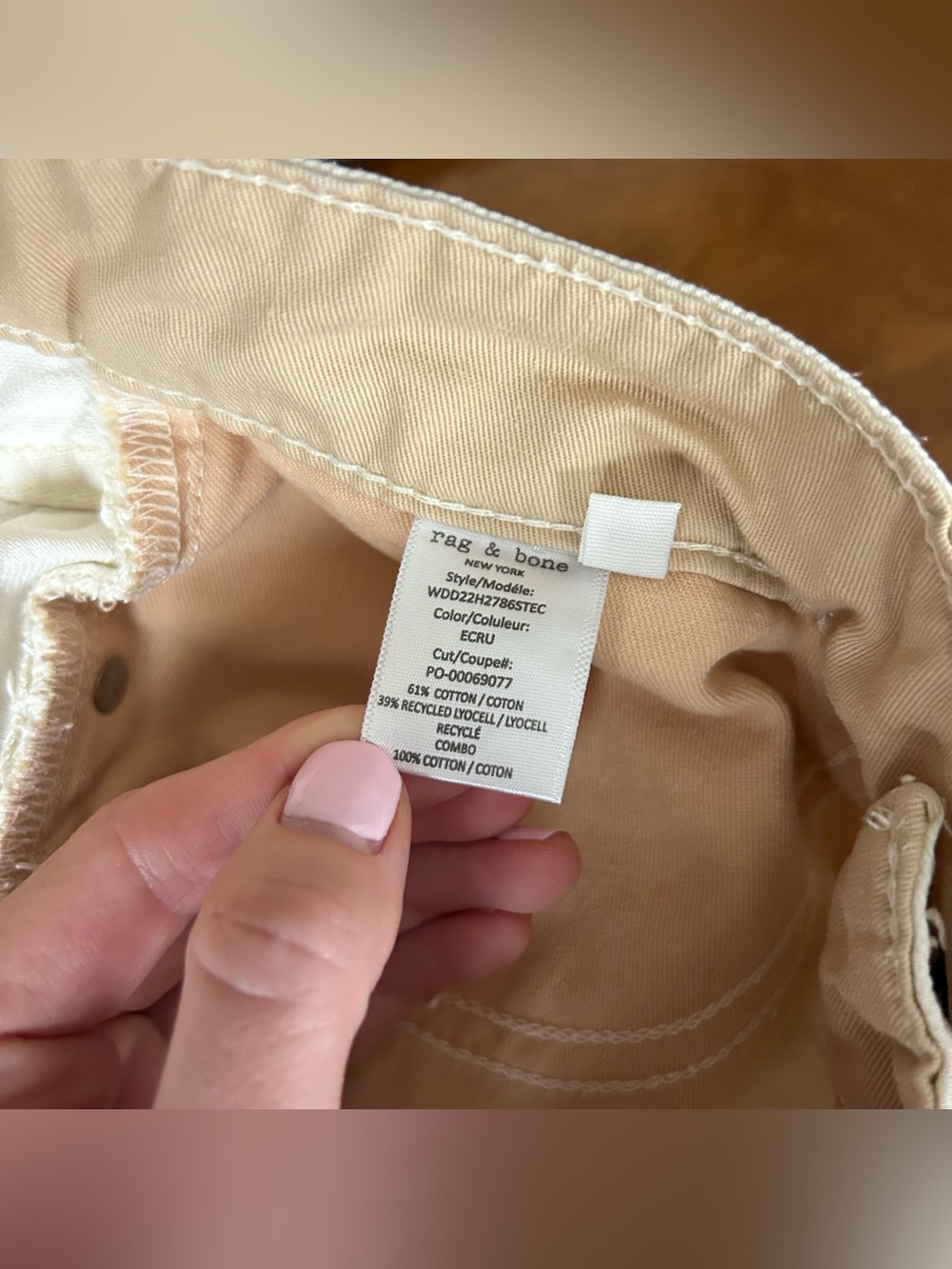 Rag & Bone Logan Mid-Rise Wide Leg in Ecru Size 27 - Picture 14 of 16
